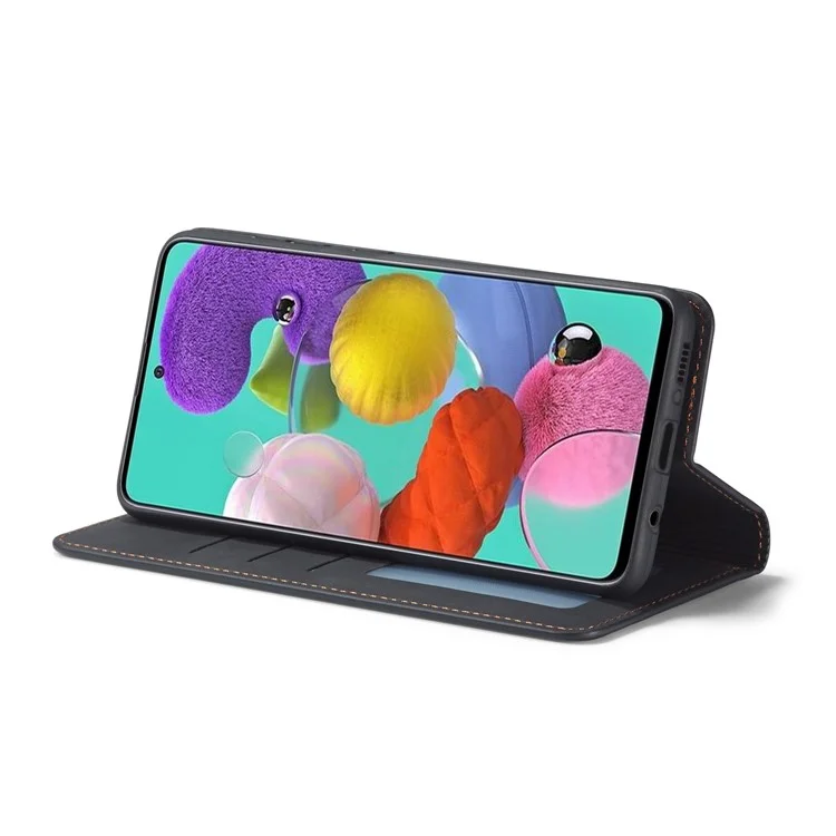 Forwenw Fantasy Series Silky Touch Touch Celleet Funda De Cuero Para Samsung Galaxy A51 - Negro