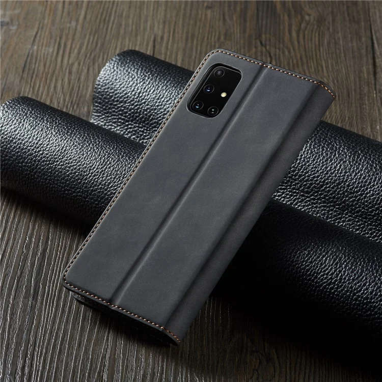 Forwenw Fantasy Series Silky Touch Touch Celleet Funda De Cuero Para Samsung Galaxy A51 - Negro