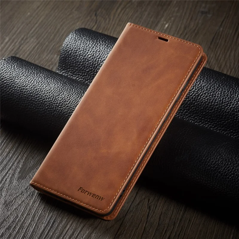 FORWENW Fantasy Series Silky Touch PU Leather Wallet Case for Samsung Galaxy S20 Ultra - Brown