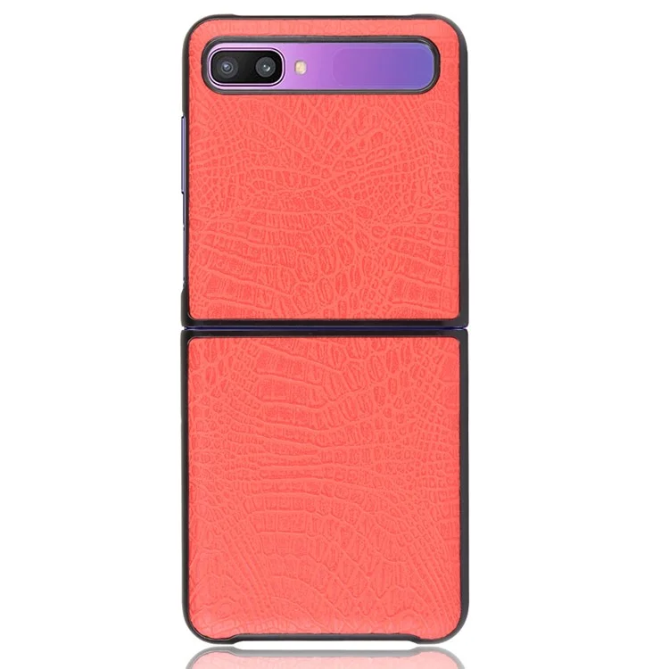 Crocodile Skin PU le Cuir en Cuir Enduit de Boîtier PC Dur Pour Samsung Galaxy Z Flip - Rouge