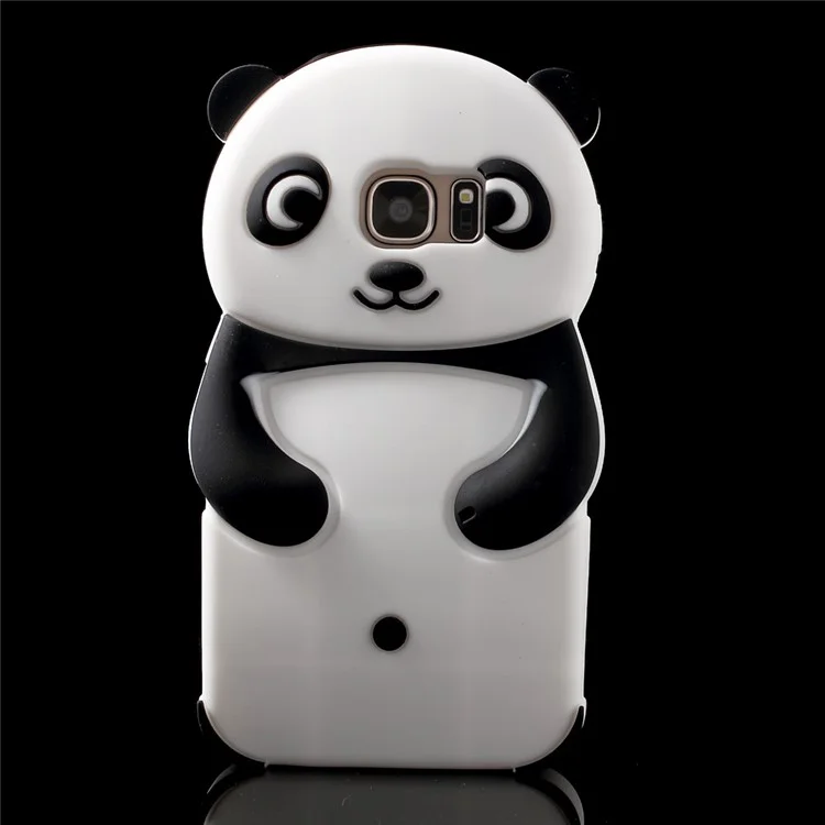 Cute 3D Panda Silicone Case Cover for Samsung Galaxy S7 G930 - Black