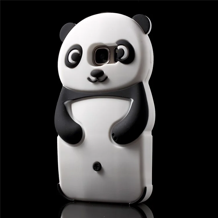 Cute 3D Panda Silicone Case Cover for Samsung Galaxy S7 G930 - Black
