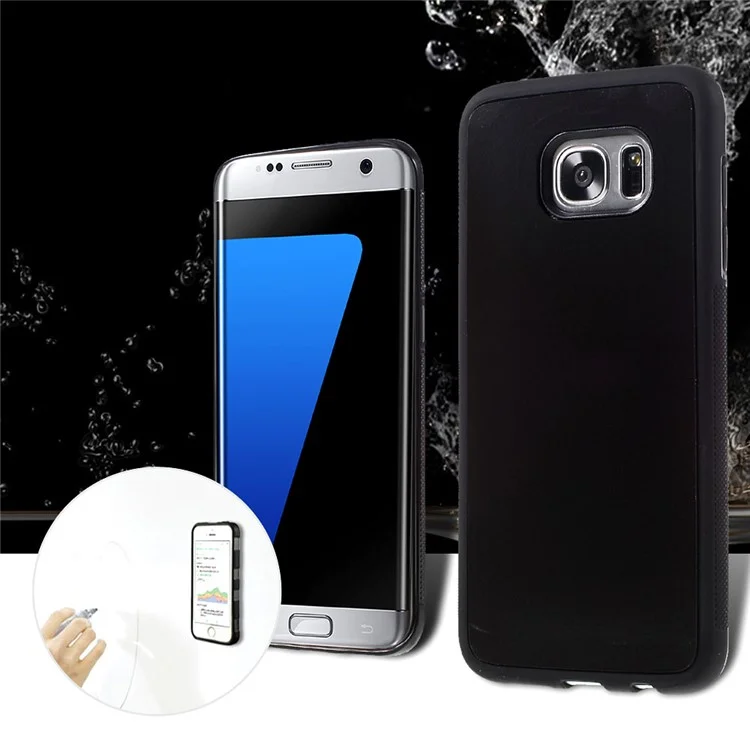 Anti-Gravity Magic Stick to Mirror Whiteboard Selfie Case for Samsung Galaxy S7 edge G935 - Black