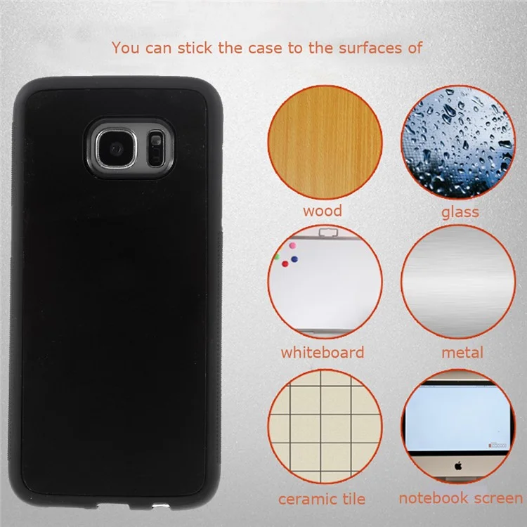 Anti-Gravity Magic Stick to Mirror Whiteboard Selfie Case for Samsung Galaxy S7 edge G935 - Black