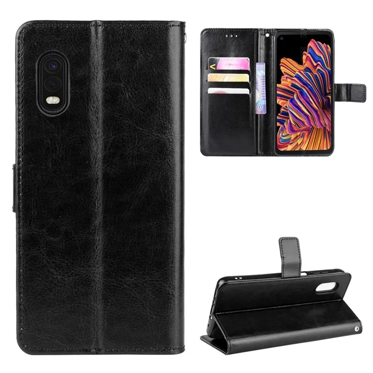 Crazy Horse Skin Design Exclusivo PU Couro de Couro Para Samsung Galaxy Xcover Pro - Preto