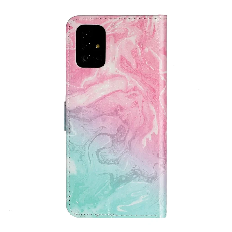 Pattern Printing Magnetic Leather Wallet Phone Case for Samsung Galaxy A51 - Pink/Blue