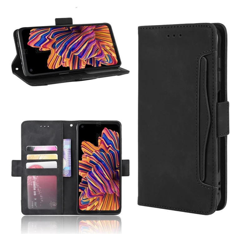 Case de Support en Cuir de Portefeuille Pour Samsung Galaxy Xcover Pro - le Noir