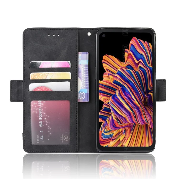 Brieftasche Lederstand Hülle Für Samsung Galaxy Xcover Pro - Schwarz