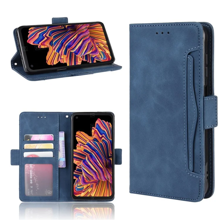 Custodia in pelle con supporto per Samsung Galaxy Xcover Pro - Blu