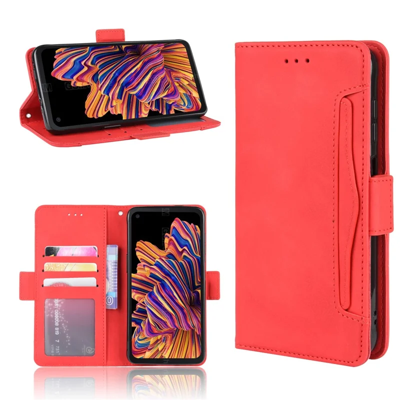 Wallet Leather Stand Case for Samsung Galaxy Xcover Pro - Red
