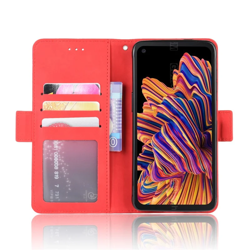 Wallet Leather Stand Case for Samsung Galaxy Xcover Pro - Red