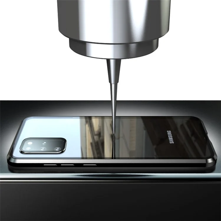 Étui de protection en verre trempé et cadre métallique magnétique pour Samsung Galaxy S20 Plus - Noir