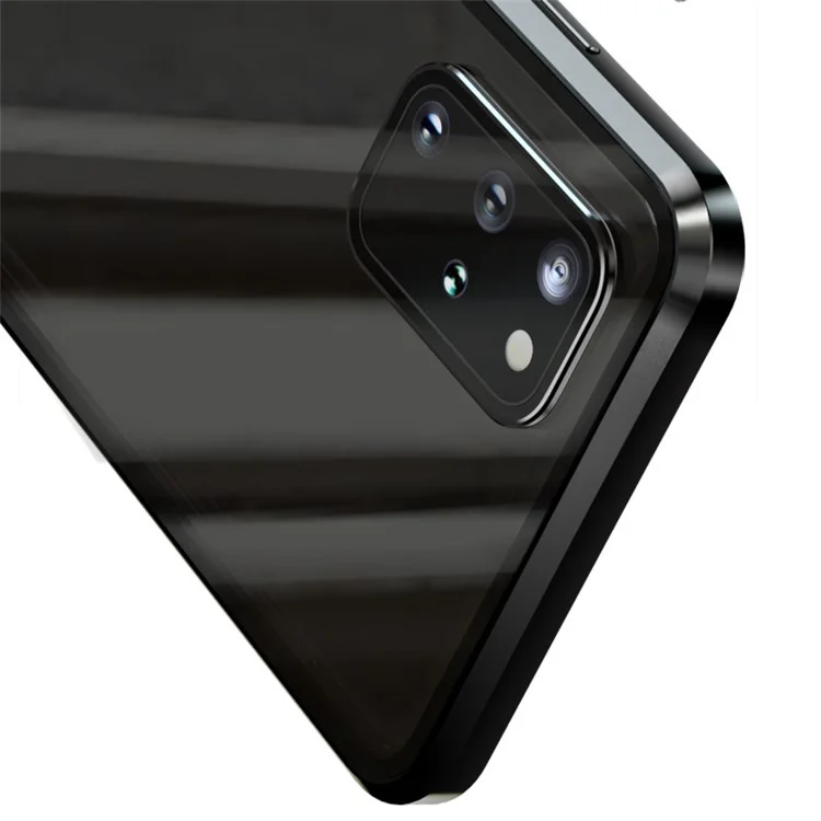 Étui de protection en verre trempé et cadre métallique magnétique pour Samsung Galaxy S20 Plus - Noir
