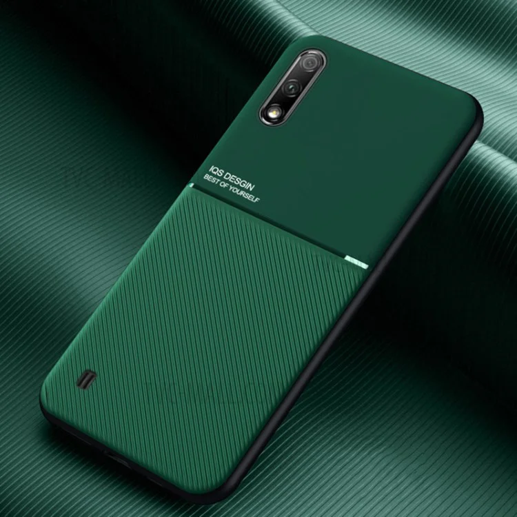 Minimalist Business Style Leather Coated TPU Phone Casing for Samsung Galaxy A01 - Green