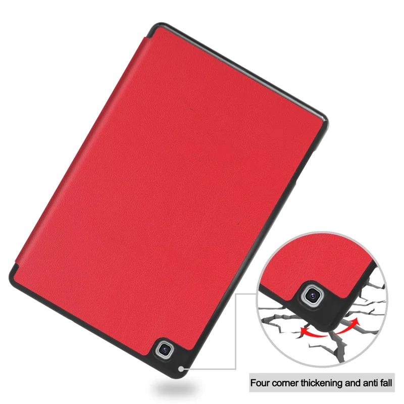 Tri-fold Stand Cover for Samsung Galaxy Tab S6 Lite (2024)/(2022)/(2020) Leather Tablet Case with Pen Slot - Red