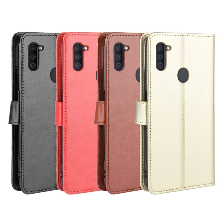 Crazy Horse Texture Protection Boîte de Portefeuille Shell en Cuir Pour Samsung Galaxy A11 (version de L'ue) - le Noir