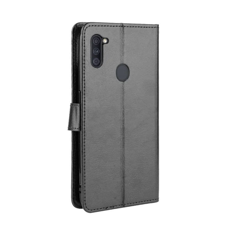 Crazy Horse Texture Protection Boîte de Portefeuille Shell en Cuir Pour Samsung Galaxy A11 (version de L'ue) - le Noir