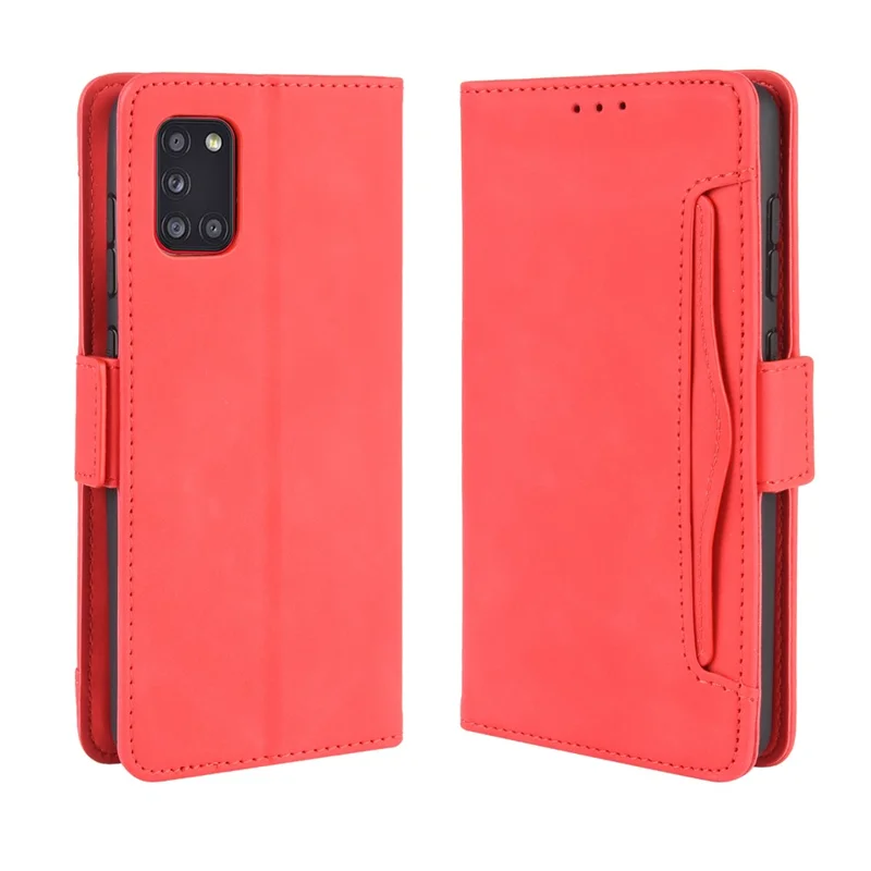 PU Leather with Multiple Card Slots Mobile Shell for Samsung Galaxy A31 - Red