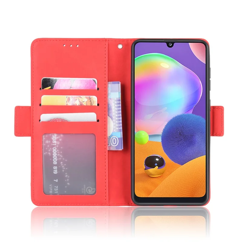 PU Leather with Multiple Card Slots Mobile Shell for Samsung Galaxy A31 - Red