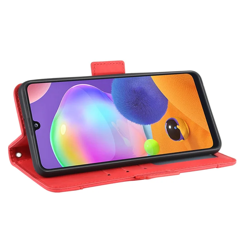 PU Leather with Multiple Card Slots Mobile Shell for Samsung Galaxy A31 - Red