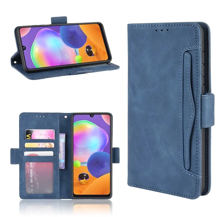 PU Leather Con Múltiples Ranuras Para Tarjetas Concha Móvil Para Samsung Galaxy A31 - Azul