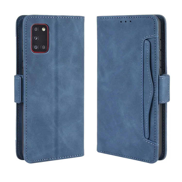 PU Leather Con Múltiples Ranuras Para Tarjetas Concha Móvil Para Samsung Galaxy A31 - Azul