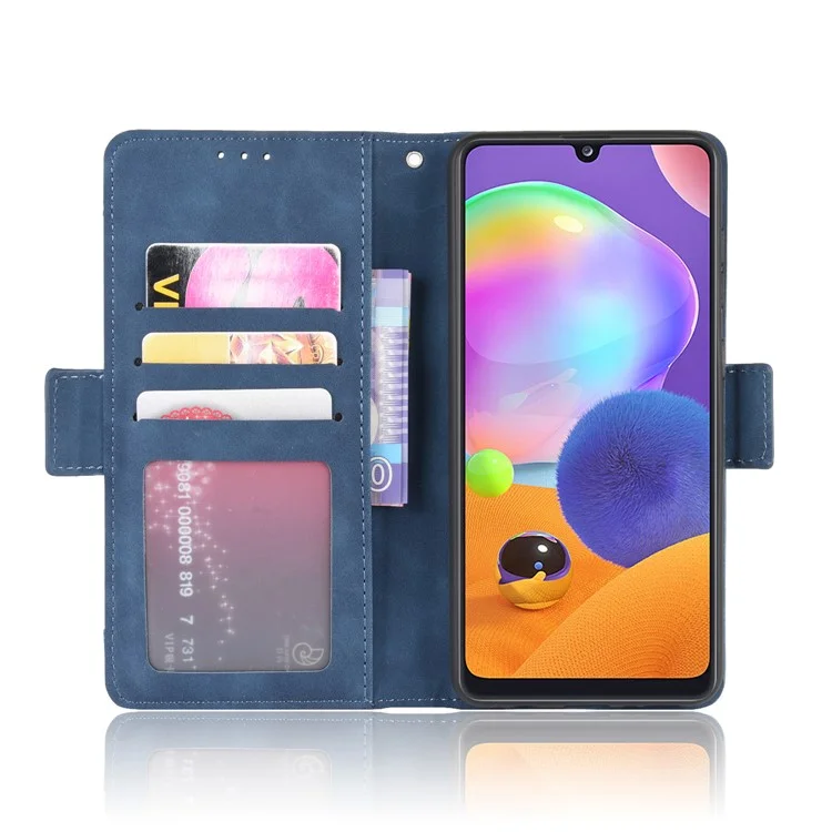 PU Leather Con Múltiples Ranuras Para Tarjetas Concha Móvil Para Samsung Galaxy A31 - Azul