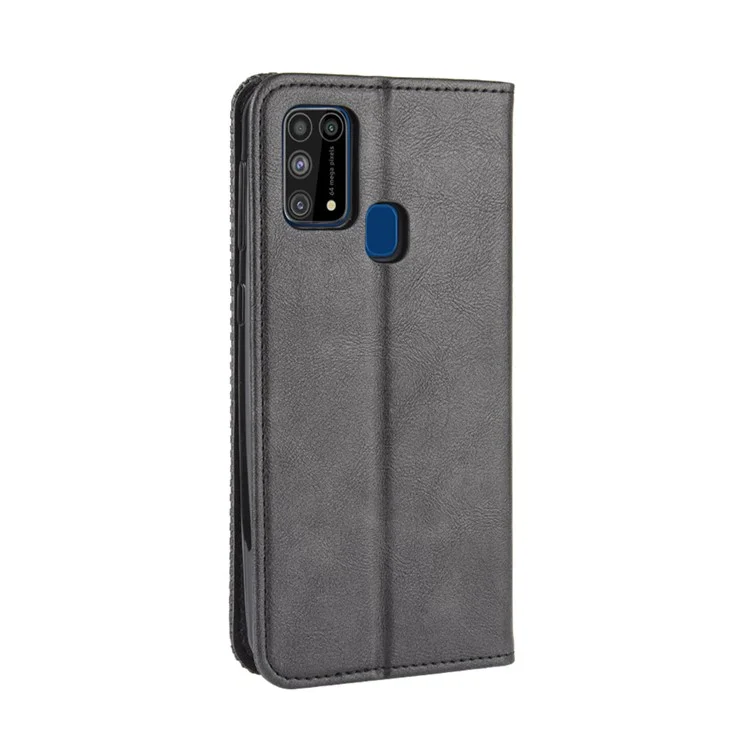 Custodia Magnetica Retro in Pelle con Portafoglio per Samsung Galaxy M31 - Nero