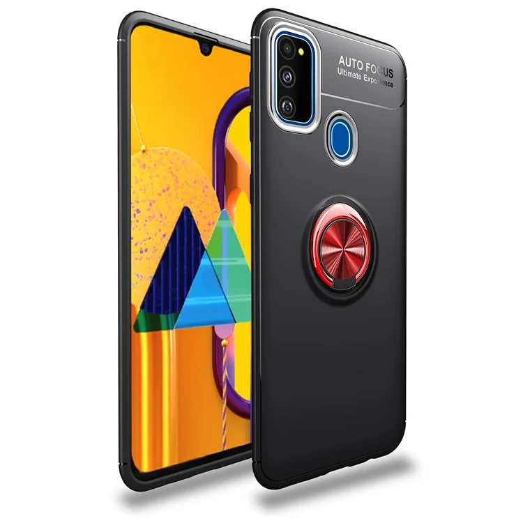 Case TPU à Anneau de Doigt Pour Samsung Galaxy M31 (feuille de Métaux Intégrée) - le Noir / Rouge