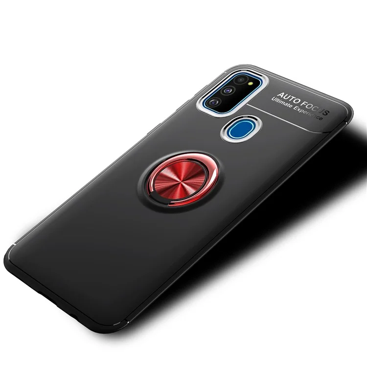 Case TPU à Anneau de Doigt Pour Samsung Galaxy M31 (feuille de Métaux Intégrée) - le Noir / Rouge