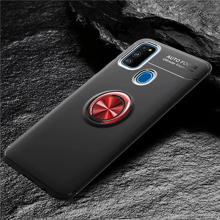 Case TPU à Anneau de Doigt Pour Samsung Galaxy M31 (feuille de Métaux Intégrée) - le Noir / Rouge