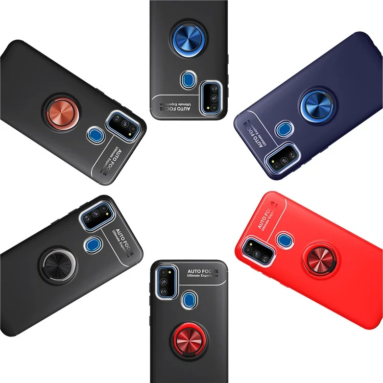 Case TPU à Anneau de Doigt Pour Samsung Galaxy M31 (feuille de Métaux Intégrée) - le Noir / Rouge