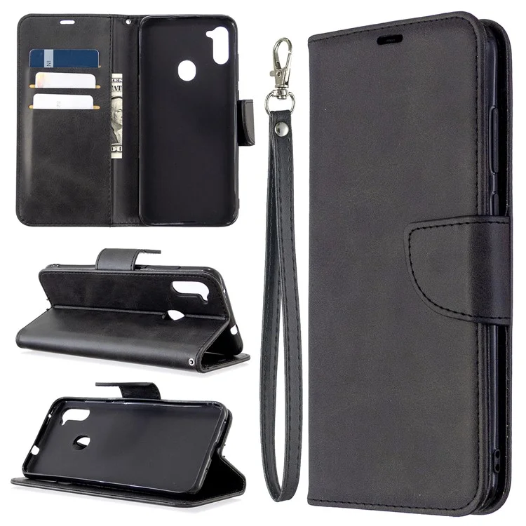 Wallet Leather Stand Case for Samsung Galaxy A11 (EU Version)/M11 - Black