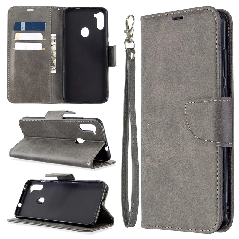 Wallet Leather Stand Case for Samsung Galaxy A11 (EU Version)/M11 - Grey