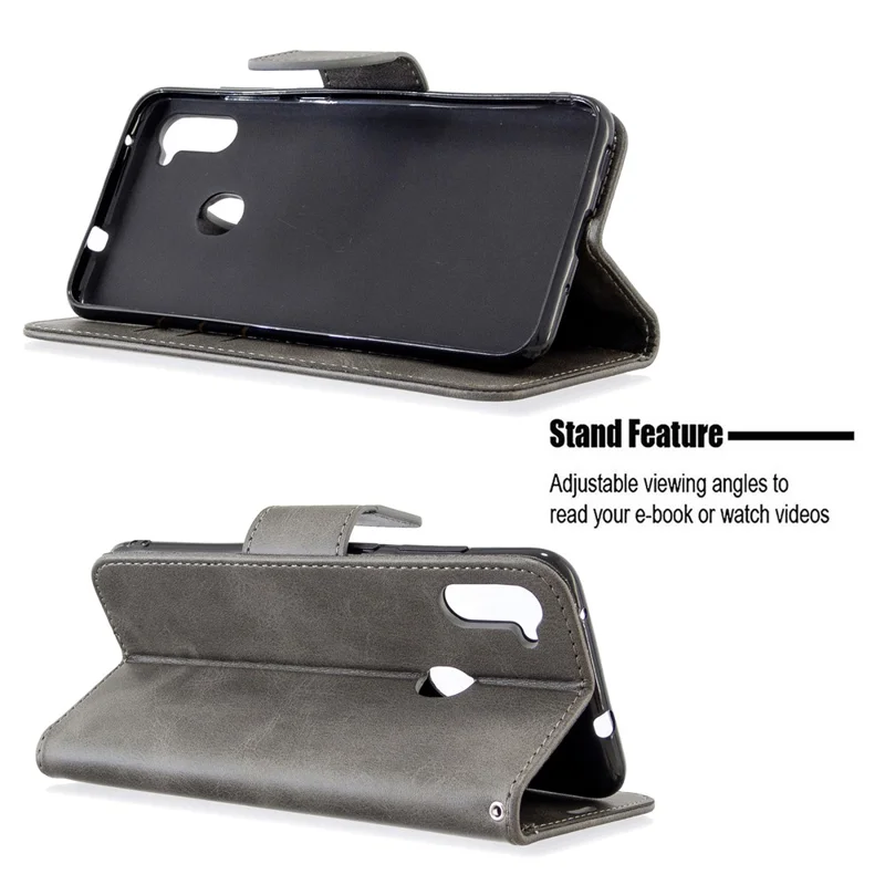 Wallet Leather Stand Case for Samsung Galaxy A11 (EU Version)/M11 - Grey