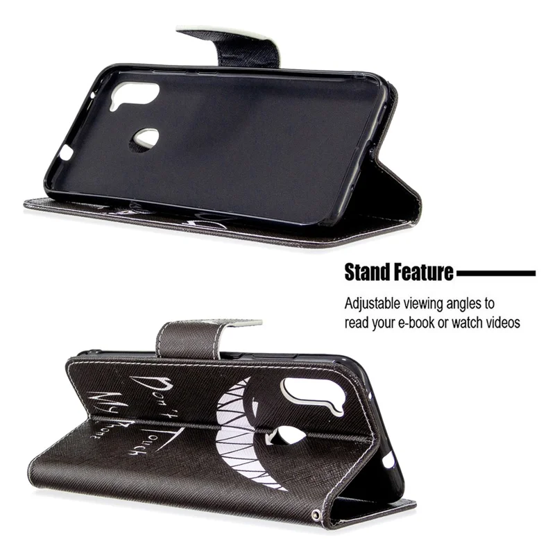 Pattern Printing Stand Leather Wallet Cover for Samsung Galaxy A11 (EU Version)/M11 - Do not Touch My Phone