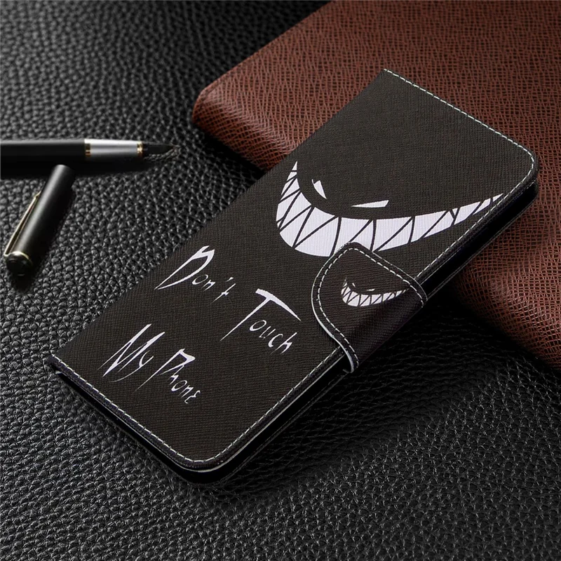 Pattern Printing Stand Leather Wallet Cover for Samsung Galaxy A11 (EU Version)/M11 - Do not Touch My Phone