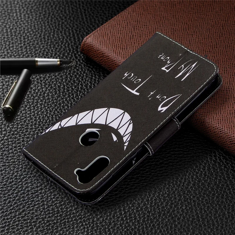Pattern Printing Stand Leather Wallet Cover for Samsung Galaxy A11 (EU Version)/M11 - Do not Touch My Phone