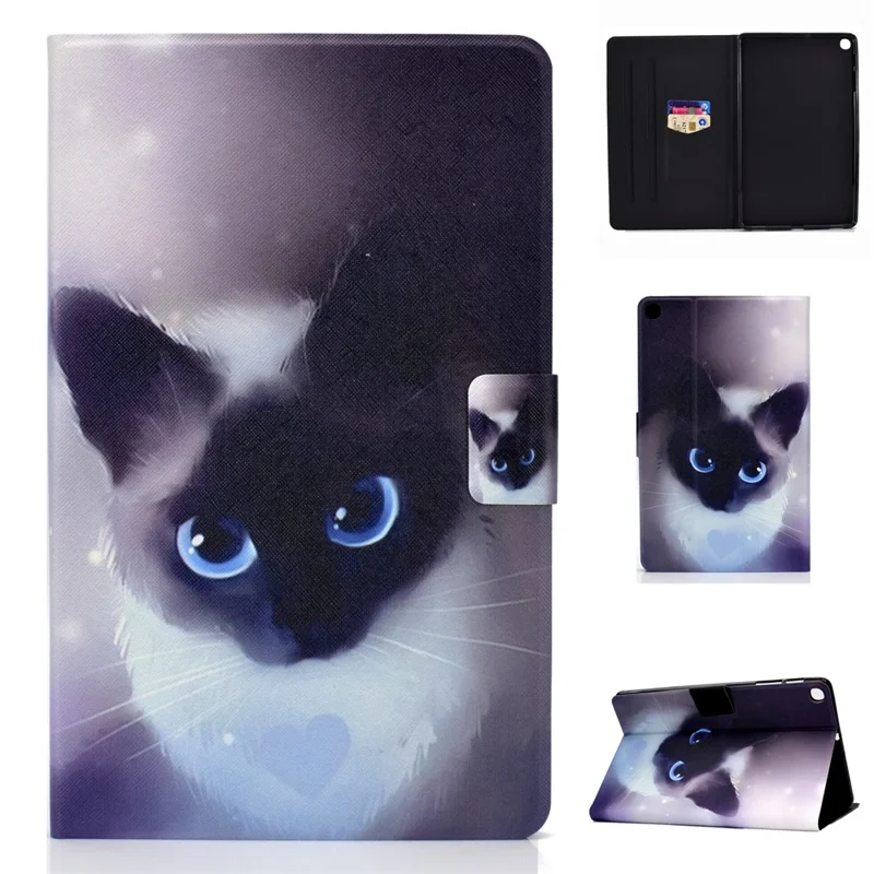 Pattern Printing Leather Stand Tablet Cover for Samsung Galaxy Tab S6 Lite (2020) P610 P615 / (2022) / (2024) - Cat