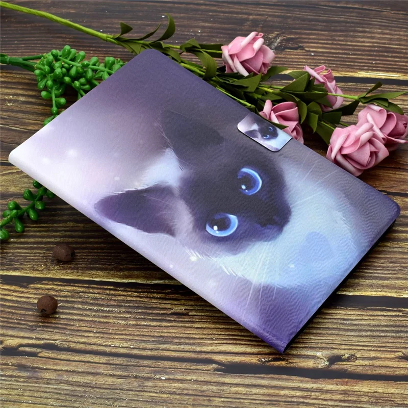 Pattern Printing Leather Stand Tablet Cover for Samsung Galaxy Tab S6 Lite (2020) P610 P615 / (2022) / (2024) - Cat