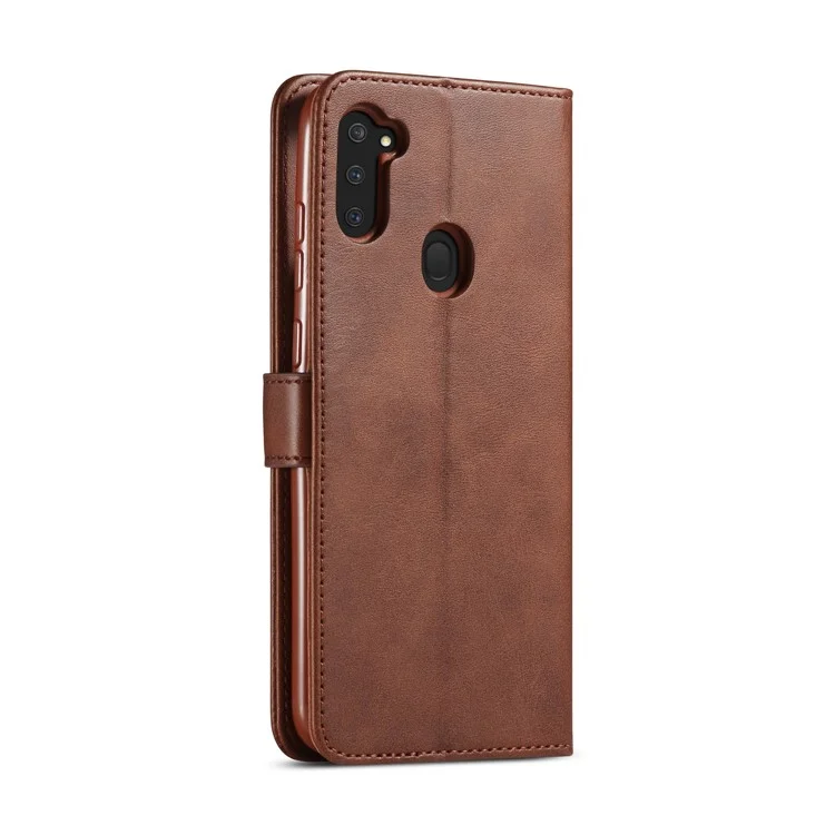 LC.IMEEKE Wallet Leather Stand Case for Samsung Galaxy A11 (EU Version)/M11 - Coffee