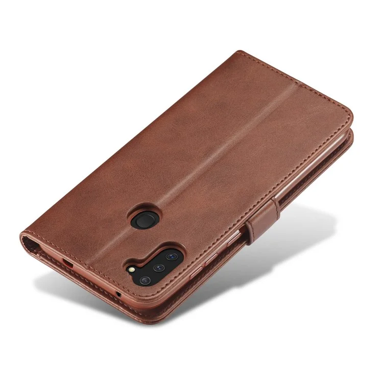 LC.IMEEKE Wallet Leather Stand Case for Samsung Galaxy A11 (EU Version)/M11 - Coffee