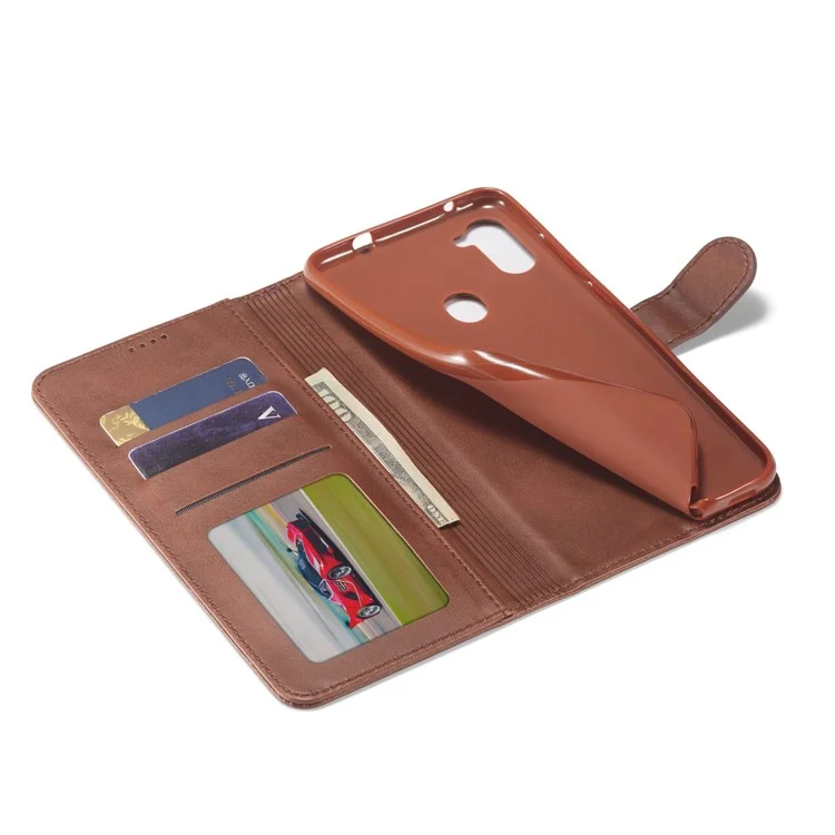 LC.IMEEKE Wallet Leather Stand Case for Samsung Galaxy A11 (EU Version)/M11 - Coffee