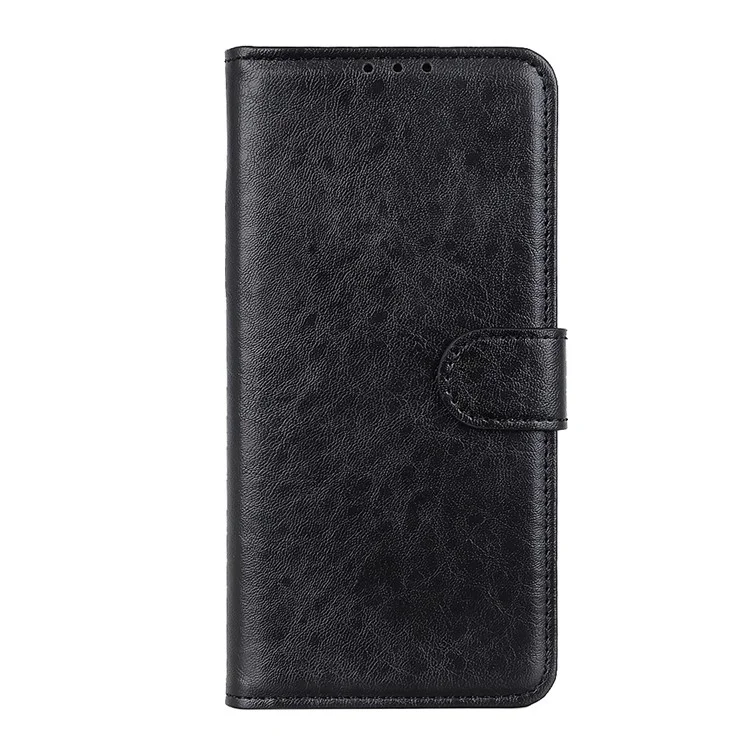 For Samsung Galaxy A41 (Global Version) Crazy Horse Leather Shell with Wallet Stand Case - Black