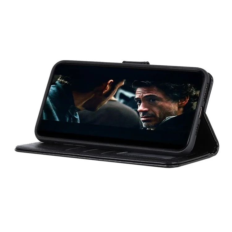 Für Samsung Galaxy A41 (Globalversion) verrücktes Pferdleder-Schale mit Brieftasche Stand-Etui - Schwarz