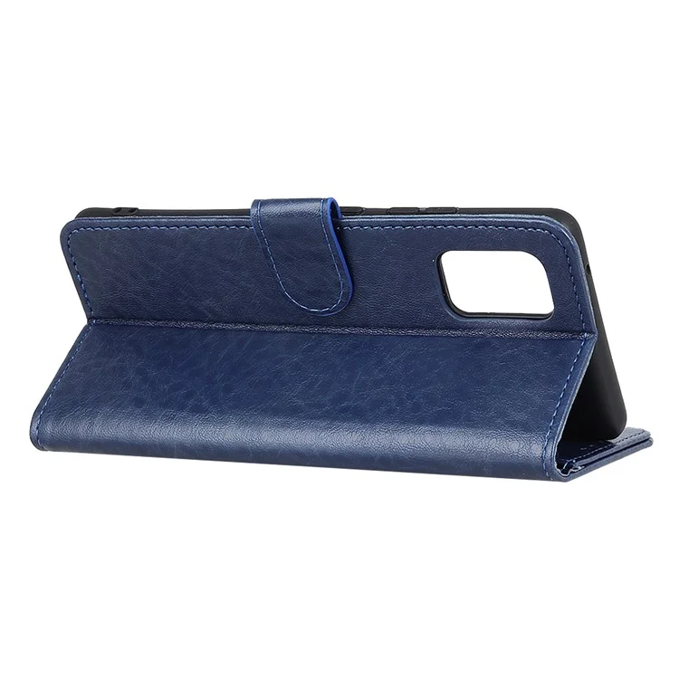 For Samsung Galaxy A41 (Global Version) Crazy Horse Leather Shell with Wallet Stand Case - Blue
