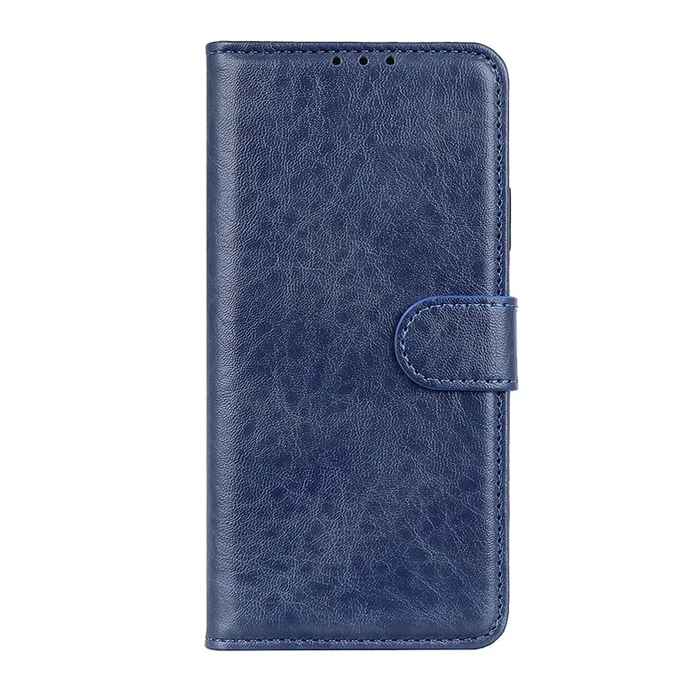 For Samsung Galaxy A41 (Global Version) Crazy Horse Leather Shell with Wallet Stand Case - Blue