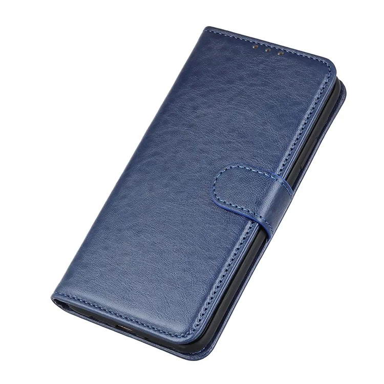 For Samsung Galaxy A41 (Global Version) Crazy Horse Leather Shell with Wallet Stand Case - Blue