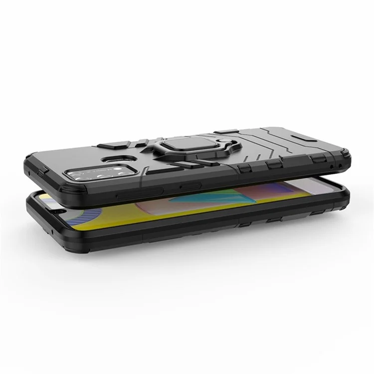 Cool Guard Ringhalter Kickstand PC + TPU Stylish Hülle Für Samsung Galaxy M31 - Schwarz