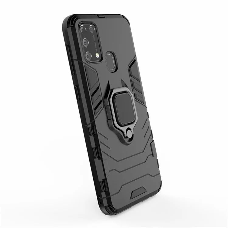 Cool Guard Ringhalter Kickstand PC + TPU Stylish Hülle Für Samsung Galaxy M31 - Schwarz